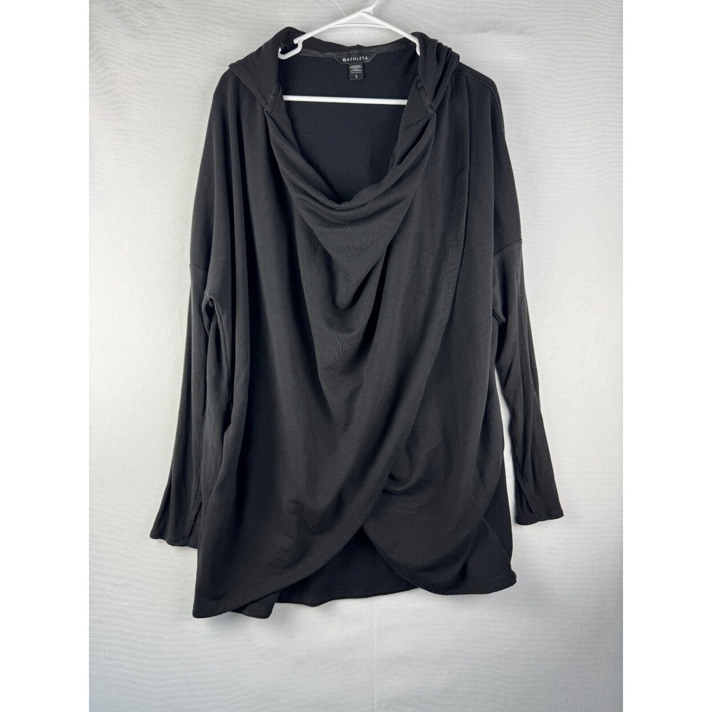 Athleta Black Draped Hoodie Sweatshirt